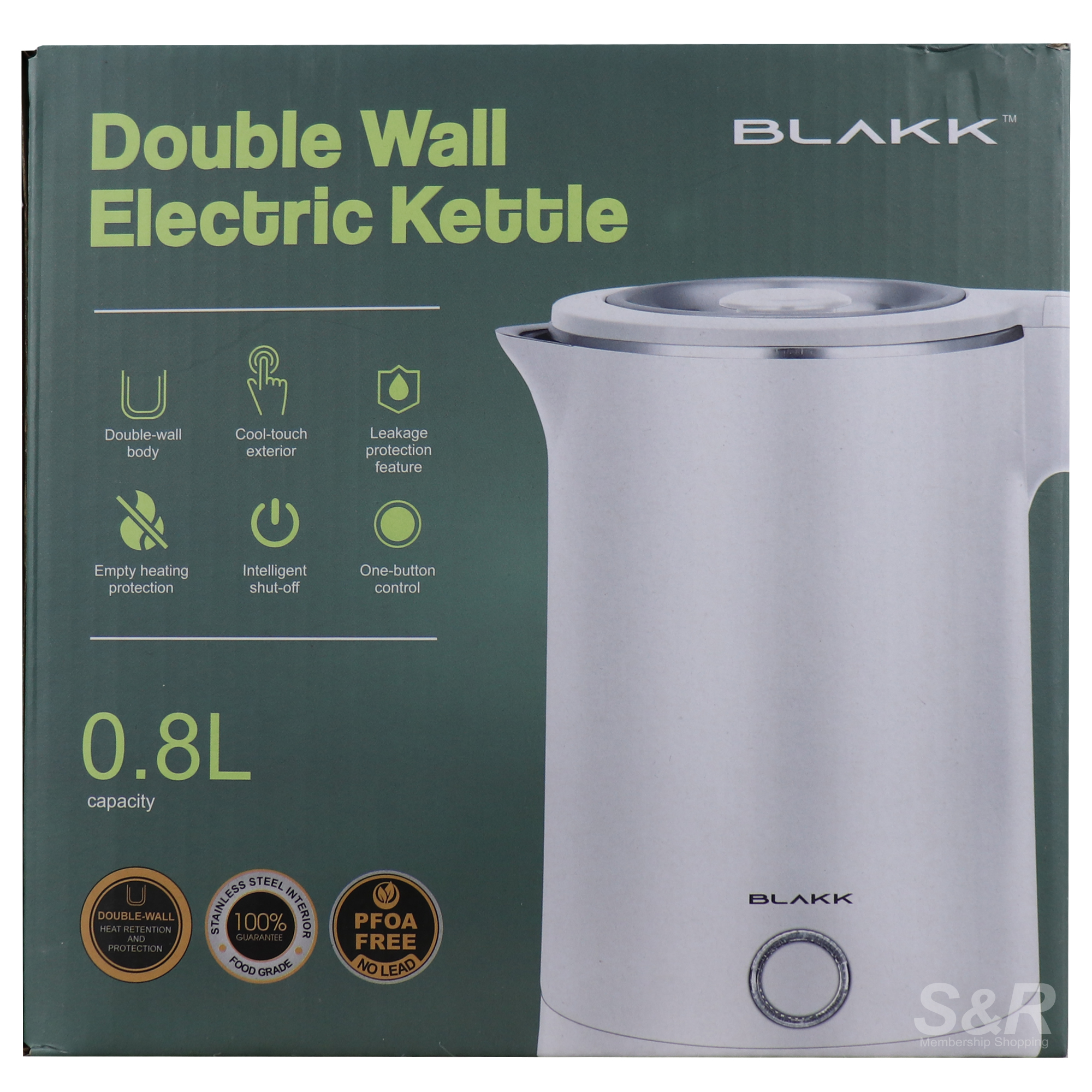Blakk Double Wall Electric Kettle 0.8L